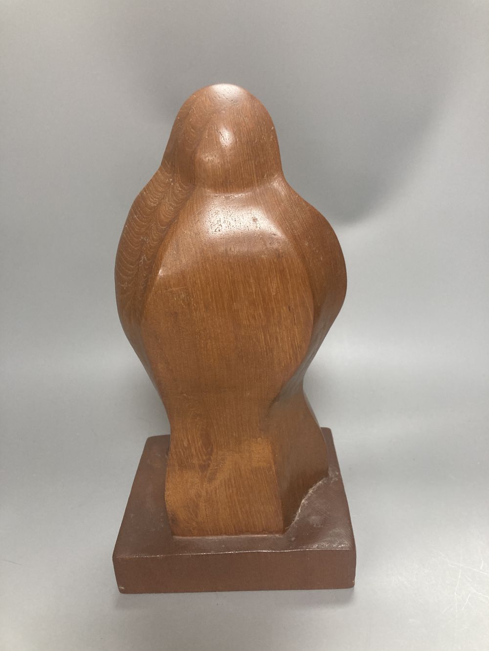 After Henry Moore, two related figural sculptures in wood and plaster, 31cm, white composition, 28cm